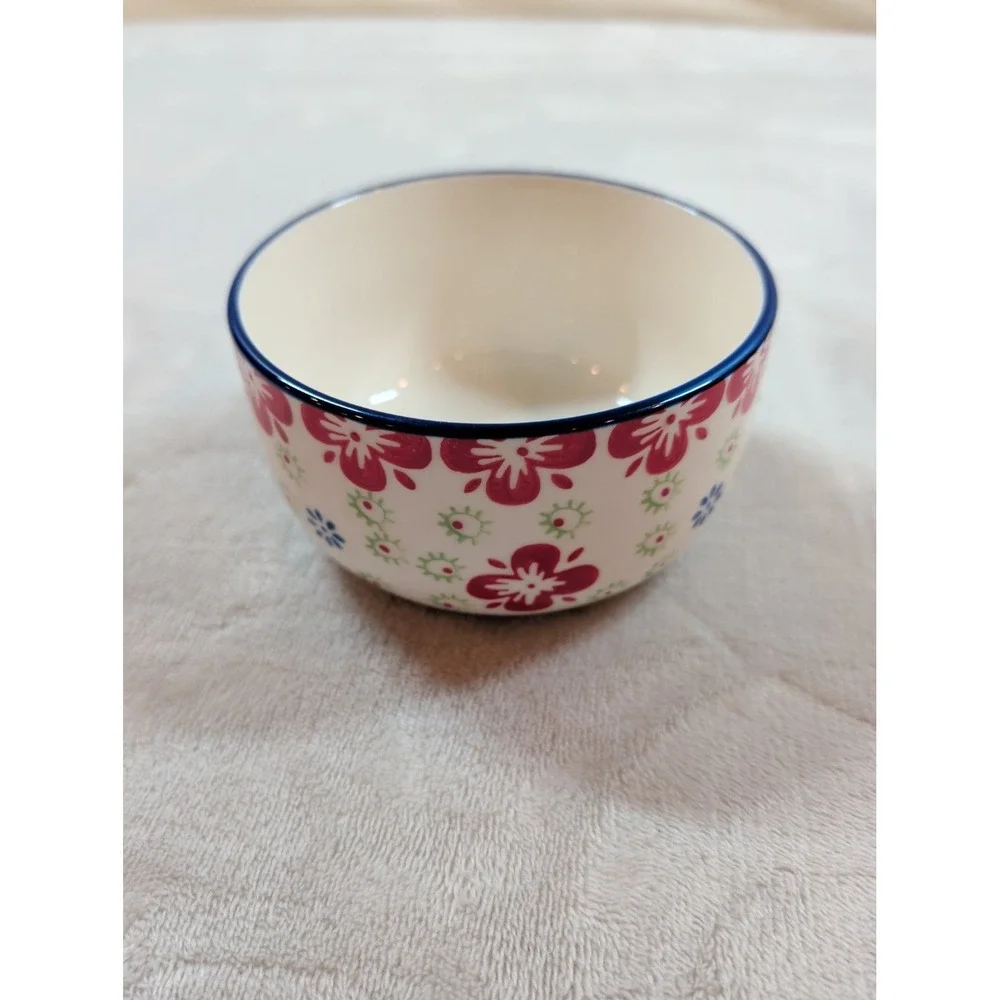 Signature‎ Housewares Stoneware Floral Bowl Pink Blue Boho Small 4.5